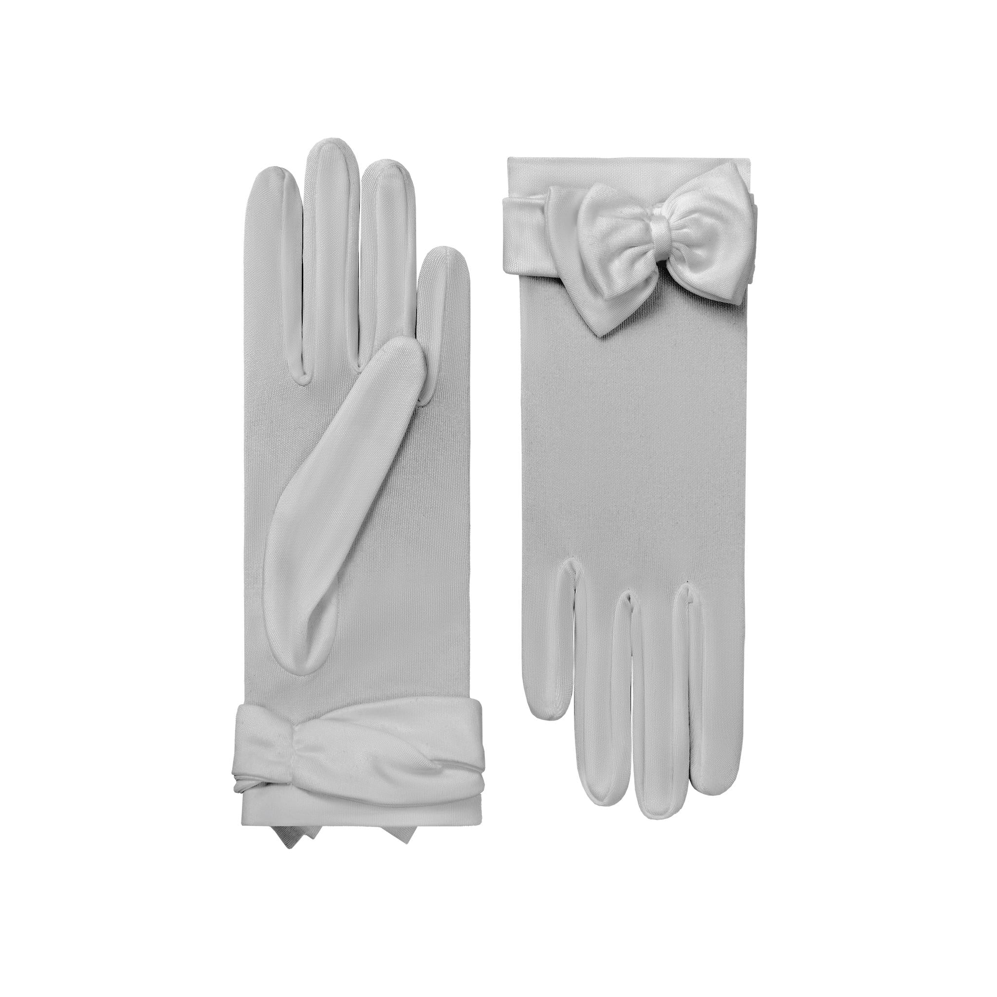 Giselle | Silk Glove with Bow-Dove Grey-Cornelia James