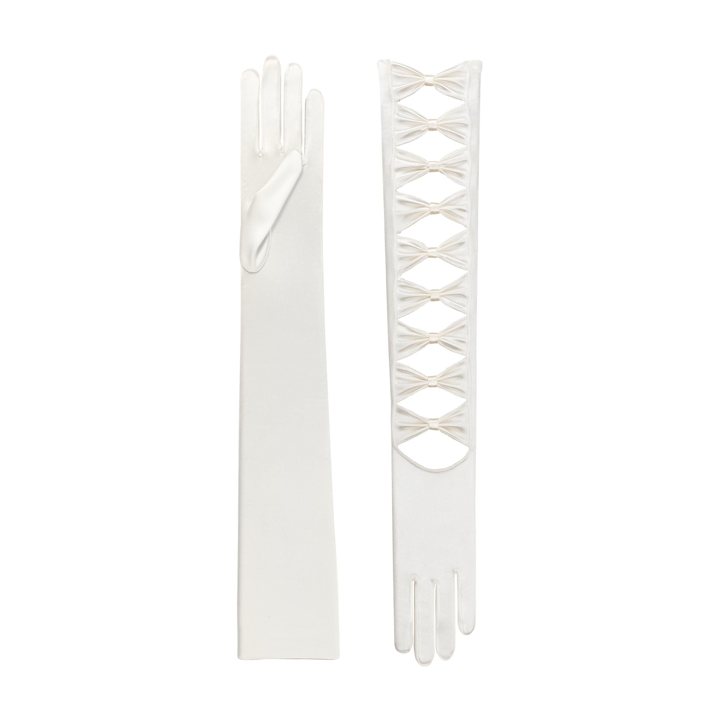 Thalia | Satin Opera Glove-Ivory-Cornelia James